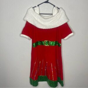Christmas Sweater Dress, off the shoulder and soft.